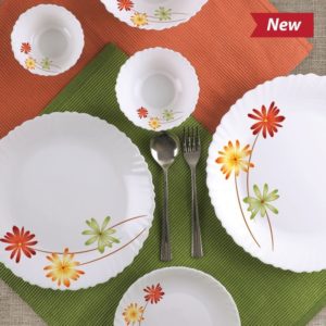 Cello Opalware Dazzle Dinner Set Of 37Pcs ( Margrita Design Print )