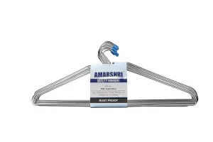 Amarshri Cloth Hanger Blue Cap 12Pcs | Mild Steel Chrome Plated | Rustproof | Cloth Hangers For Home