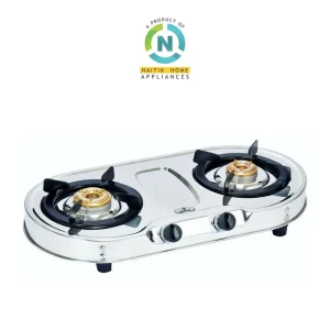 Naitik Gas Stove 2 Burner Stainless Steel MC-260 VS2 NANO | Stainless Steel 2 Br Gas Stove | Manual Ignition