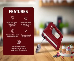 Orpat Hand Mixer OHM217 200 Watts | 5 Speed Control & Stainless Steel Beaters