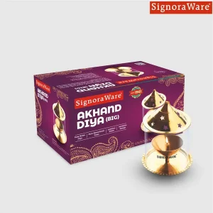 Signoraware Akhand Diya Big Brass with Glass Cover – Long-Lasting Puja Diya for Home Temple (2103)