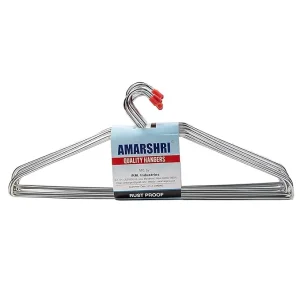 Amarshri Cloth Hanger Red Cap 12Pcs | Mild Steel Chrome Plated | Rustproof | Cloth Hanger For Home