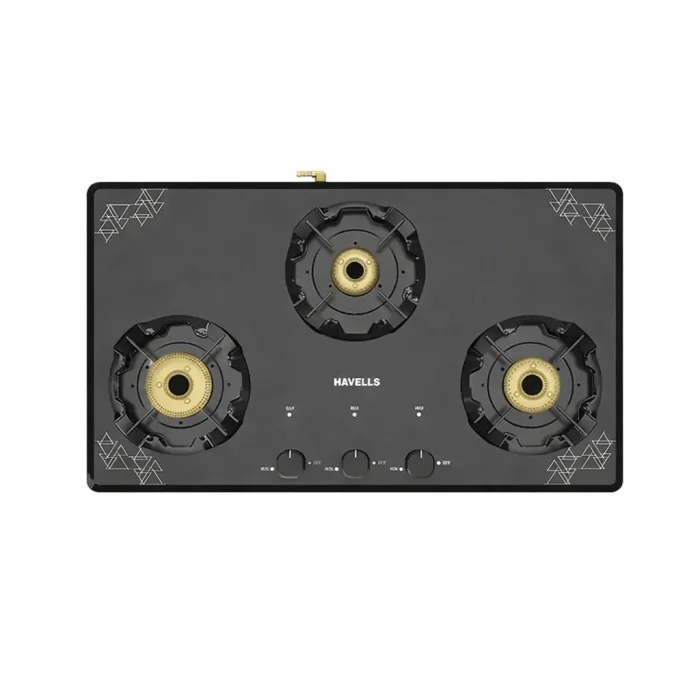 Havells Nucleus 3 burner slim gas stove 8 mm thick toughened glass