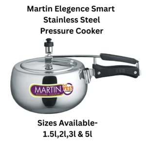 Martin Elegance Smart Stainless Steel Pressure Cooker – Available Sizes 1.5L, 2L, 3L & 5L | Inner Lid | Steel Presssure Cooker